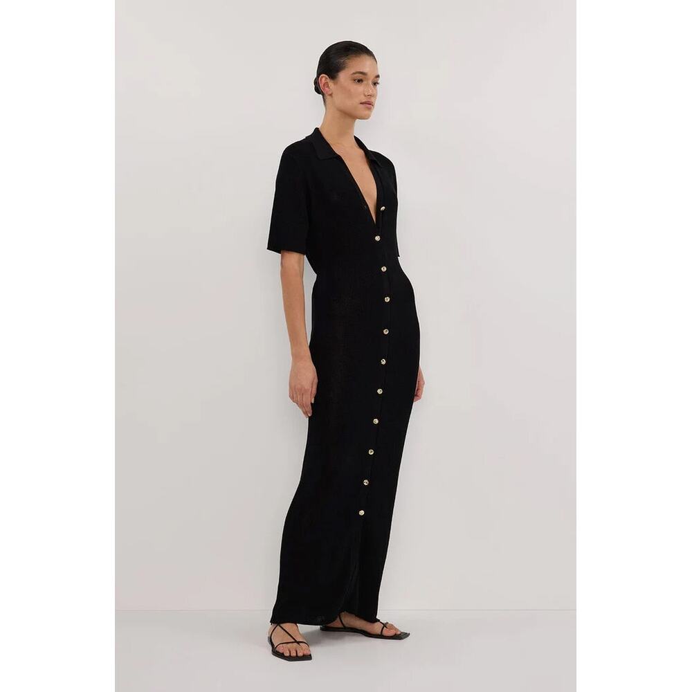 DISSH Black Button-Front Maxi Dress